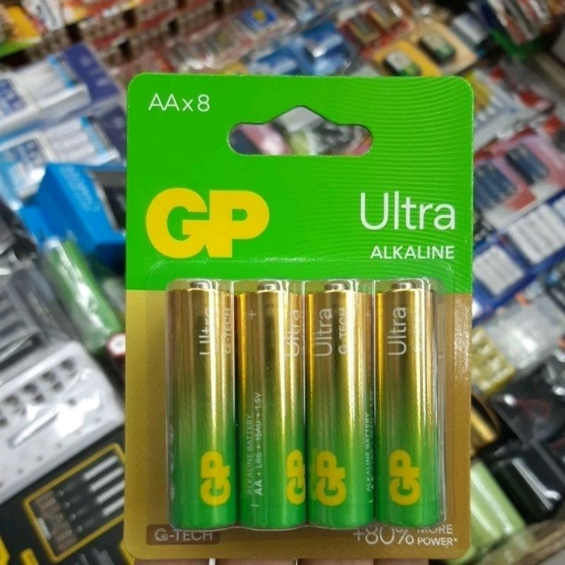 (แพคสุดคุ้ม8ก้อน) ถ่านGP Ultra Alkaline Size AA (LR6) 1.5V 8ก้อน จำนวน1แพค ของใหม่ ของแท้