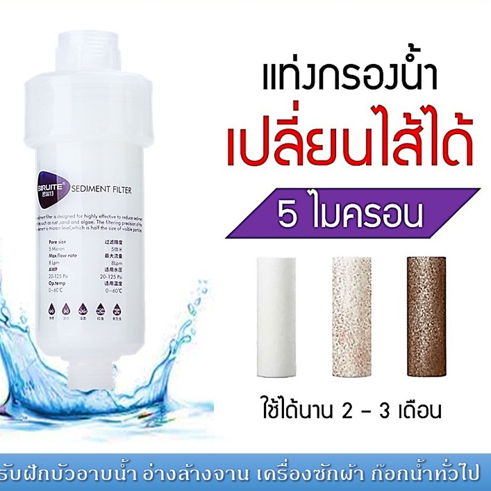 กรองฝักบัว แท่งกรองน้ำ ฟิลเตอร์กรองน้ำ กรองน้ำประปา รุ่นใหม่เปลี่ยนไส้กรองได้ กรองน้ำใช้ ฝักบัวกรองน้ำ หัวฝักบัว