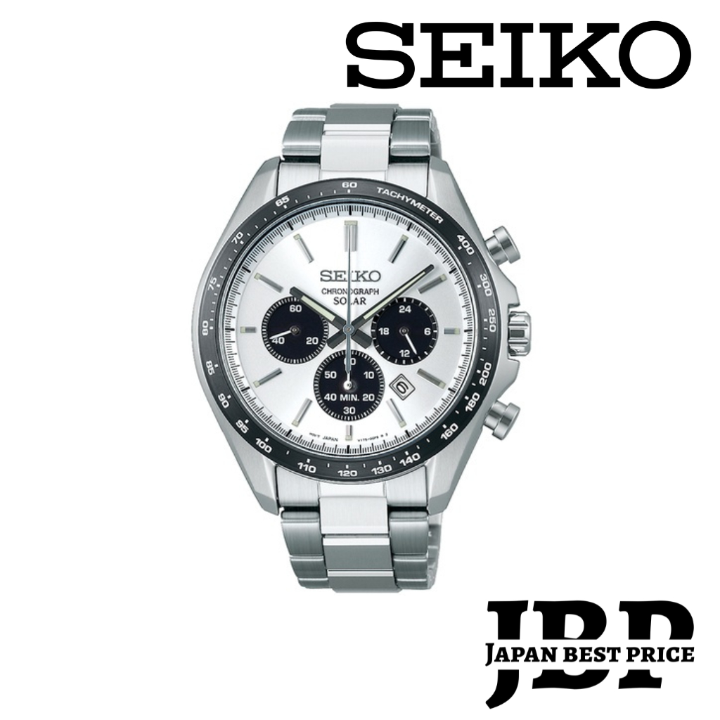 Seiko Selection S Series SBPY165 Men's Watch Solar Chronograph White Black Panda