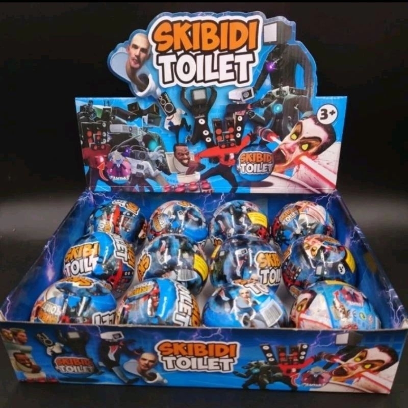 กาชาปอง ยกกล่อง 12 ลูก Skibidi Toilet ( ในบอลจะมี การ์ด +โมเดล และสติ๊กเกอร์ ) ขนาด 4-10 Cm. 1 กล่อง