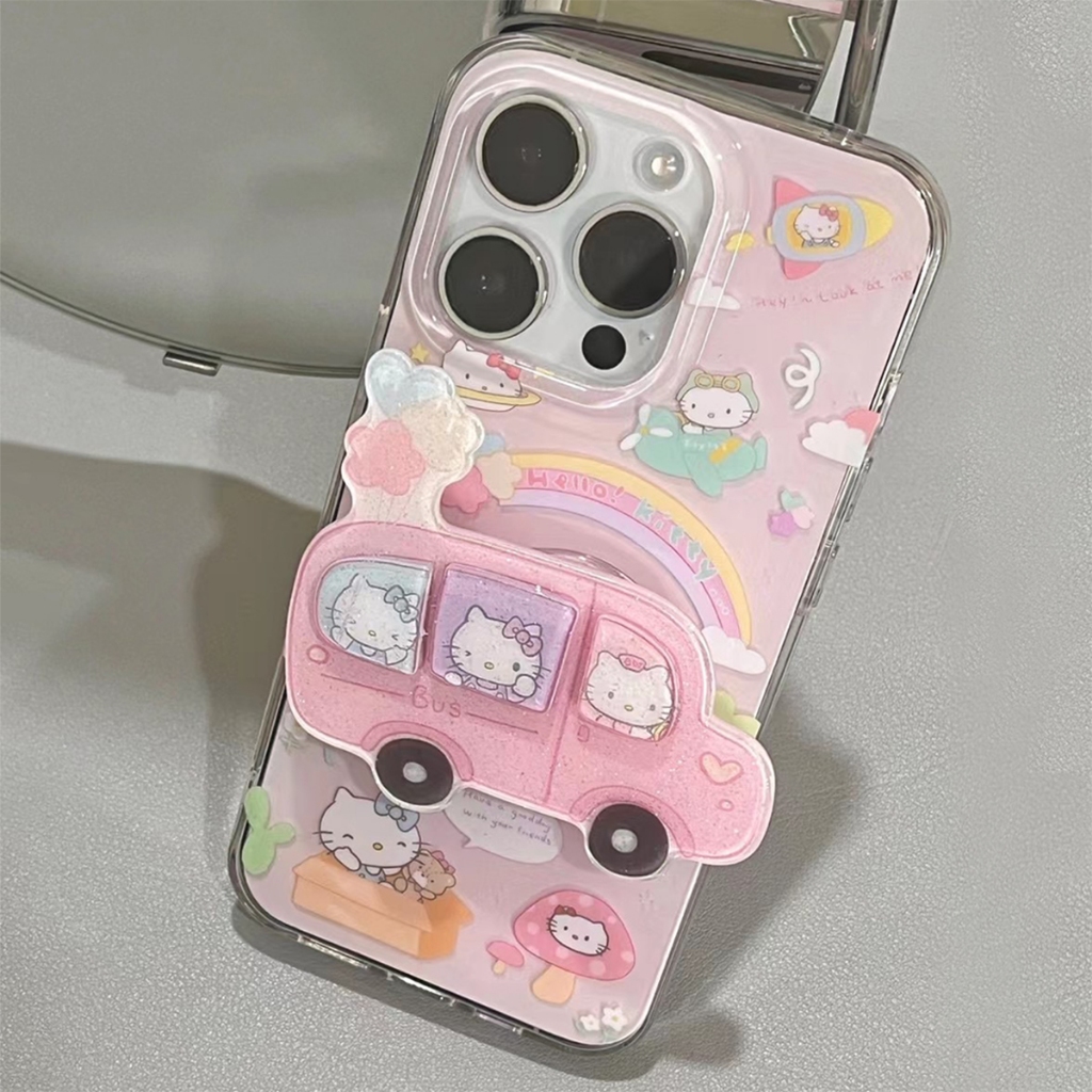 จัดส่ง24ชม for iPhone 15/11/12/13/14 Pro max case เคสไอโฟน11 บางเบาพกพาง่าย น่ารัก Hello Kitty รถบัส griptok case