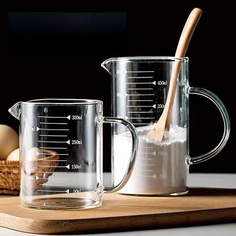 [AC048]ถ้วยตวงแก้ว 350/500 มล.มีสเกล ทนร้อน เข้าไมโครเวฟได้