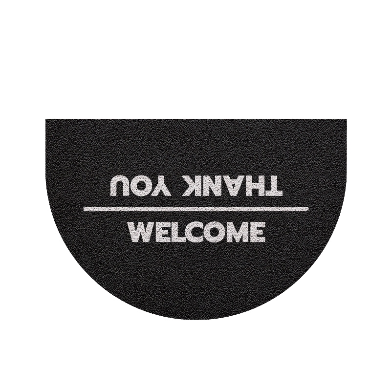 [ MT03-00000012 ] พรมเช็ดเท้า พรมดักฝุ่น ครึ่งวงกลม ลาย welcome thank ดำ ขนาด 40x60 ซม