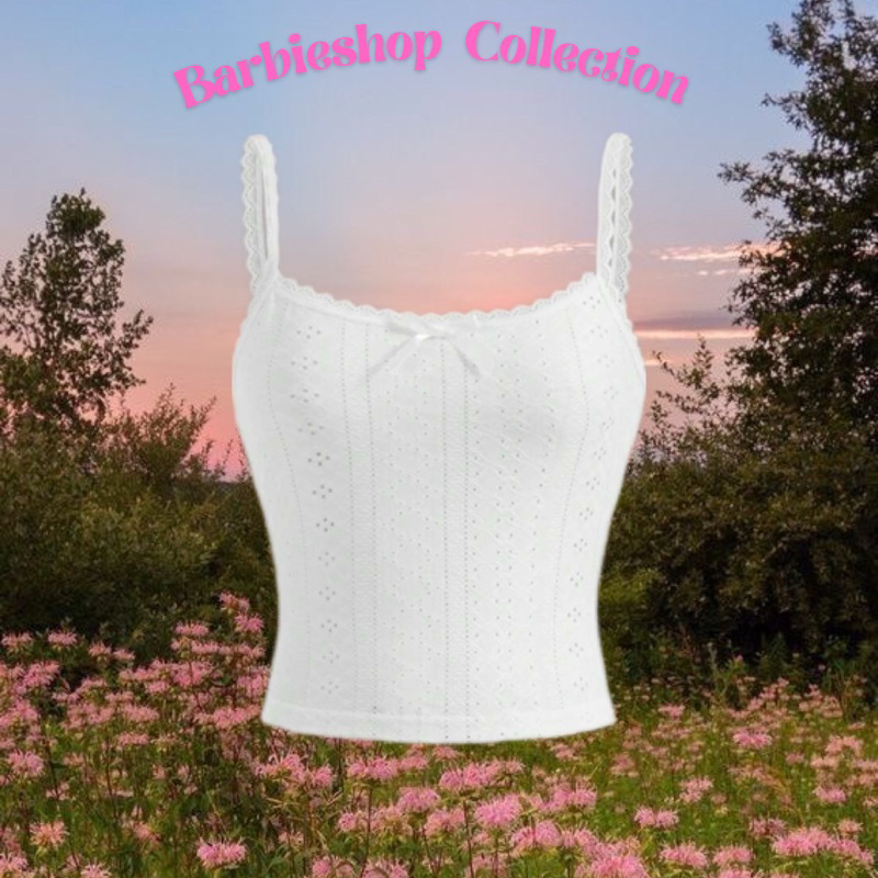 Dami Crop | สายเดี่ยวแต่งโบว์ สายเดี่ยวลูกไม้ เสื้อครอป สไตล์สาวพินเทอเรสน่ารักสุดๆ