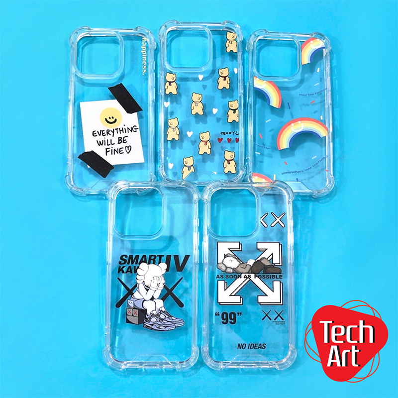 i15 15 Pro 15 Pro Maxเคสใส PC ขอบนิ่ม มุมกันกระแทก พิมพ์ลายการ์ตูนเท่ มินิมอล