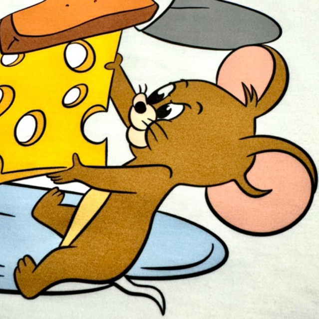 เสื้อยืดคอฟิต รุ่น Tom & Jerry สีเฟดขาว/สีขาว สไตล์วินเทจ #DTG