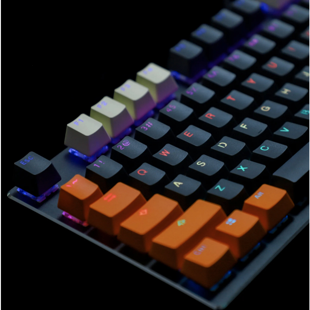 Reversed Carbon 122 Key PBT Doubleshot Backlit Shinethrough Keycaps