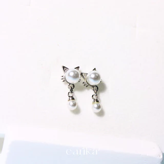 earika.earrings - pearl dangle collection รวมต่างหูห้อยไข่มุกก้านเงินแท้ชุบทองคำขาว/ทอง ผิวแพ้ง่ายใส่ได้