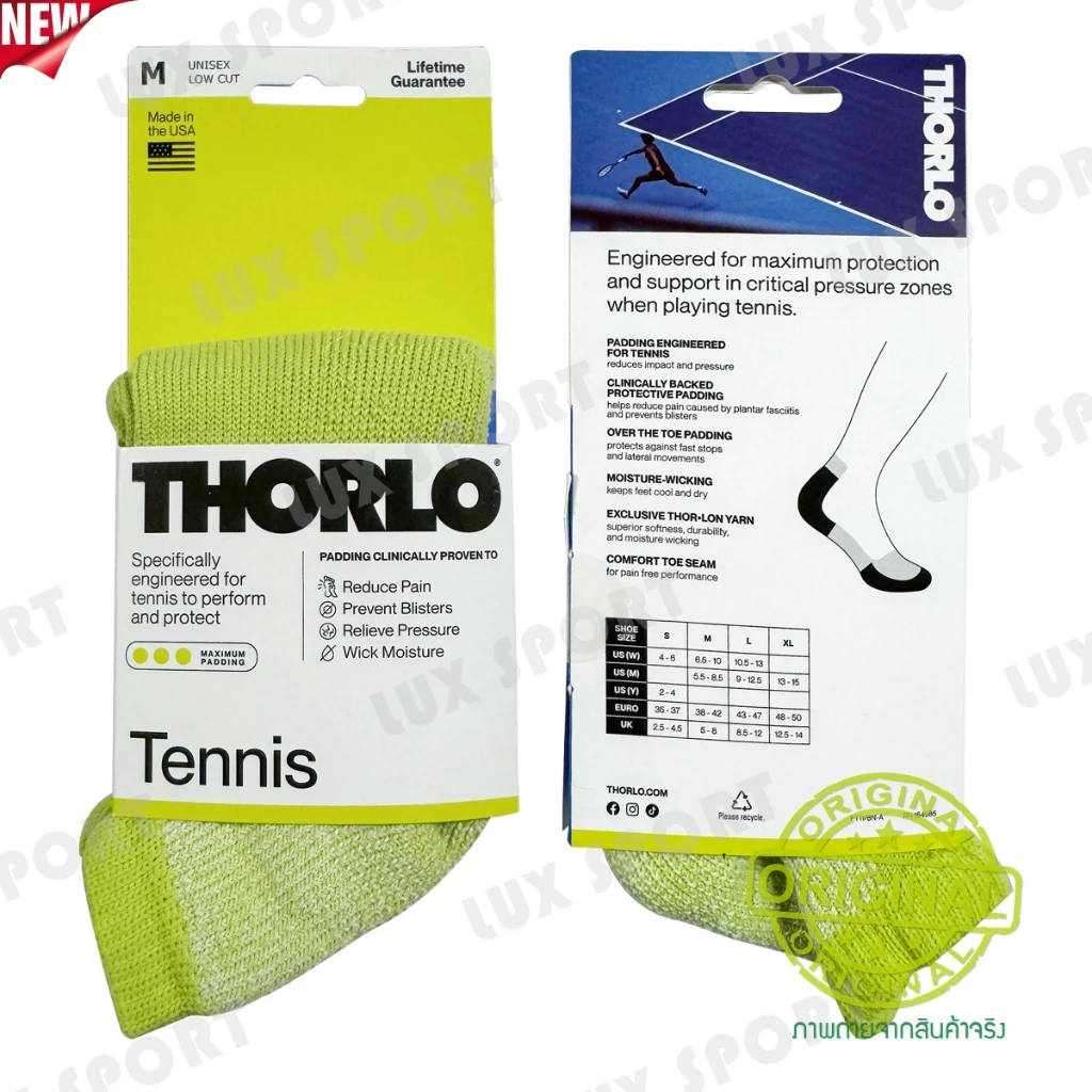 Thorlo Socks Size.M-MEDIUM (TMX/TMM ข้อสั้น/ปิดตาตุ่ม) Unisex ถุงเท้าเทนนิสคุณภาพ สินค้าแท้ 💯% จาก อเมริกา