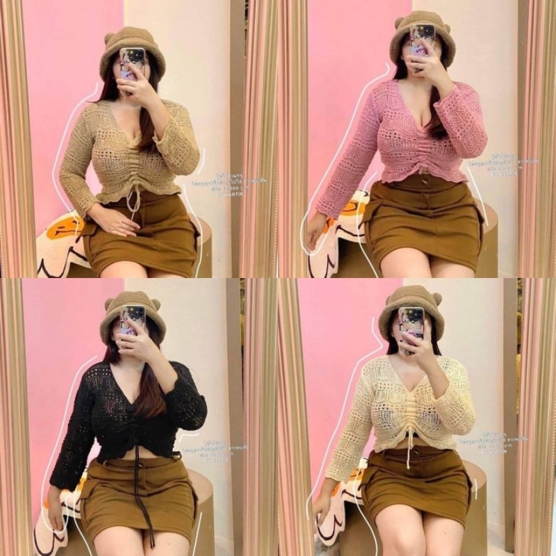 เสื้อถักโคเชรูดหน้าแขนยาว