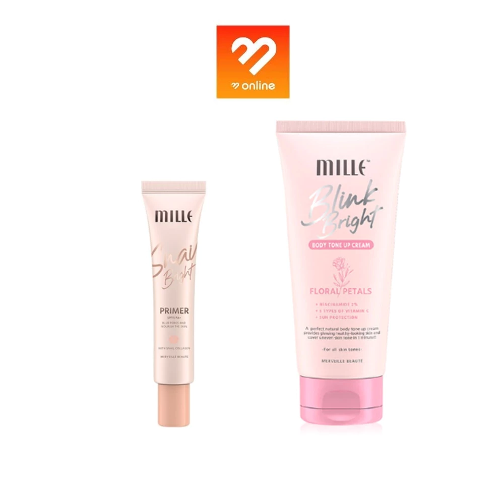 Mille Snail Bright Primer 8/15/30ก. / Blink Bright Body Tone Up Cream 150 g. มิลเล่ สเนล ไบร์ท ไพรเมอร์ ผิวหน้า / ผิวกาย