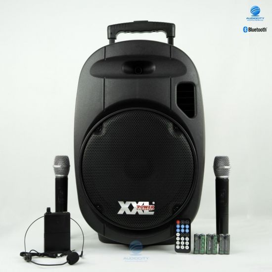 XXL Power XXL-715 | ตู้ลำโพงเคลื่อนที่ 15 นิ้ว พร้อมไมค์ลอย UHF มี บลูทูธ และแบตเตอรี่ชาร์จในตัว ลํา