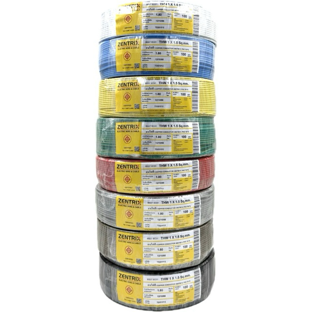 สายไฟ THW 1 X 1.5 ZENTRIX 90เมตร 100เมตร