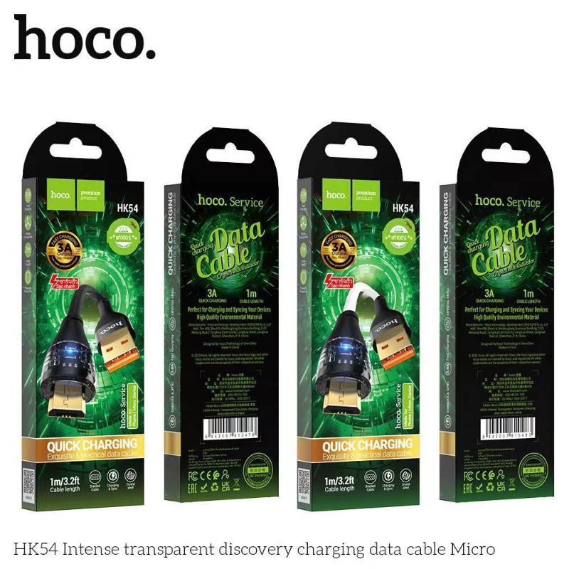 Hoco HK54 สายชาร์จแบบถัก 3A มี LED แสดงสถานะ ชาร์จเรว ถ่ายโอนข้อมูลได้