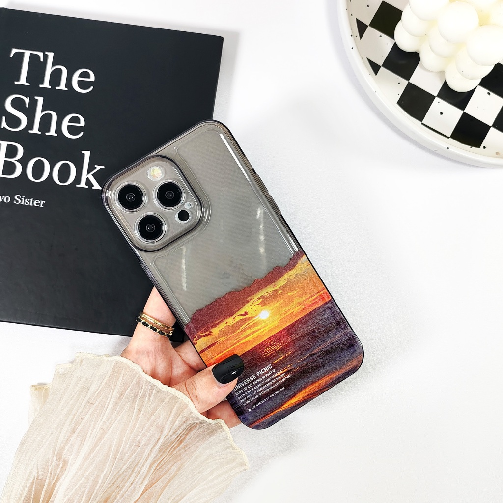 เคสนิ่มสกรีนลาย กันกล้อง ลายท้องฟ้าพื้น สำหรับ for iPhone 7 plus xs max xr 11 12Promax 13Promax 14Promax 15Promax 7plus