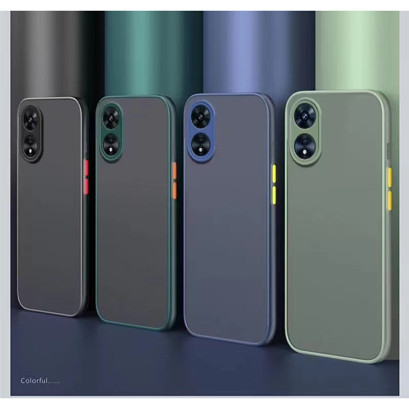 เคสขอบสีหลังด้าน เคสหลังขุ่น OPPO A38 4G/A18/A17/A17K/A98/Reno8Z/Reno7Z/A83/A16/A15/A15S/A57/A71 เคสกันกระแทก 025