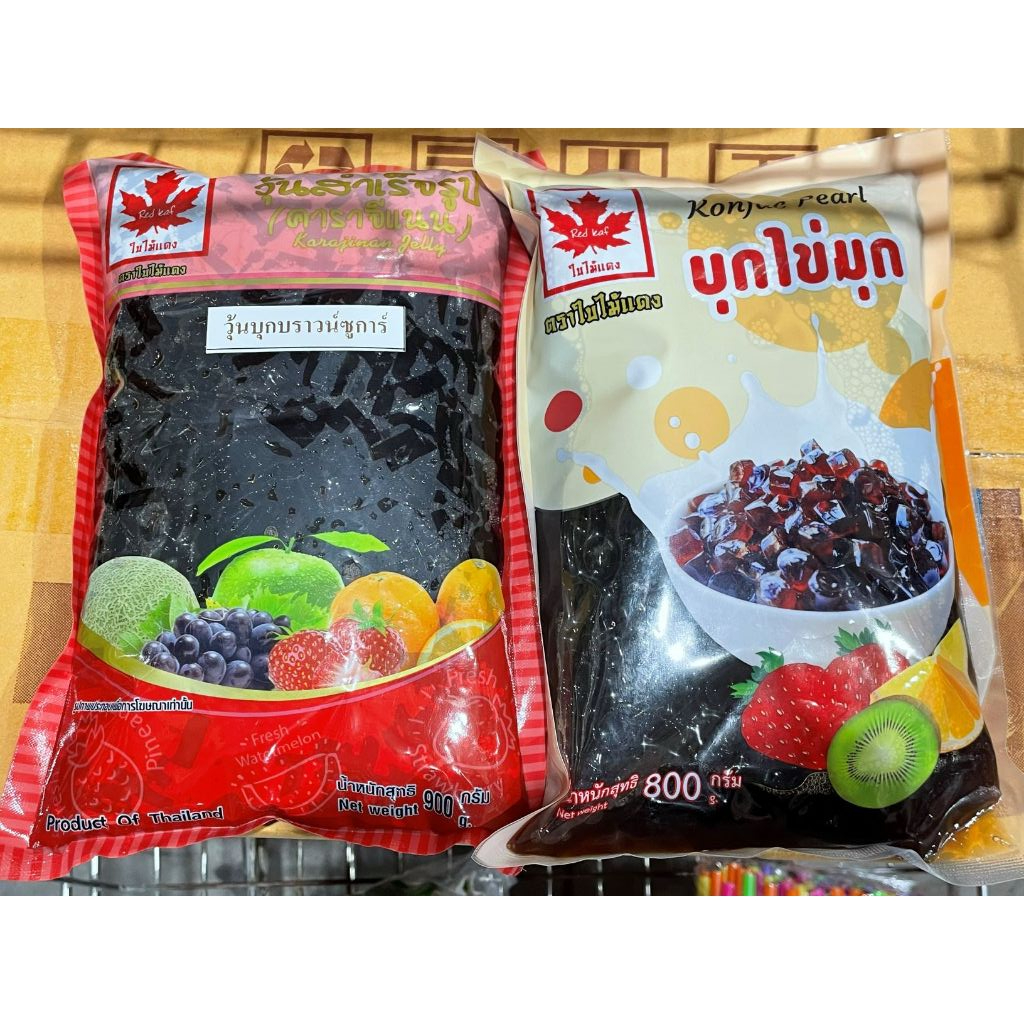 ตราใบไม้แดง บุกไข่มุก วุ้นบุกบราวน์ซูการ์