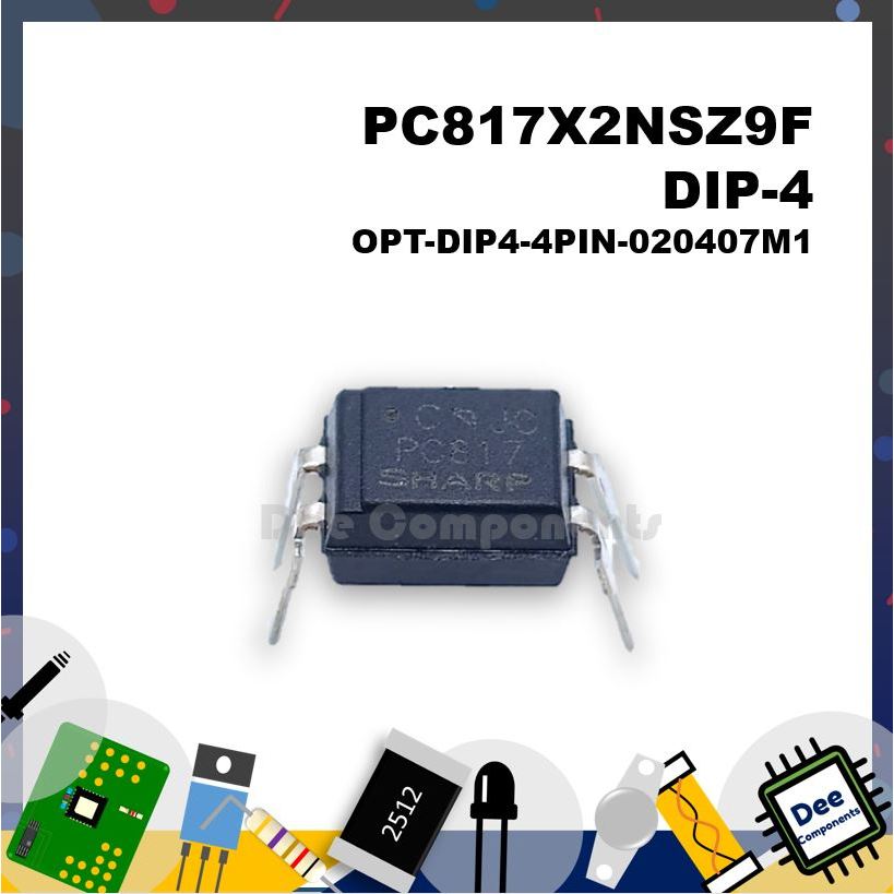 SHARP PC817X2NSZ9F 1-Channel Optocoupler Transistor Output OPT-DIP4-4 PIN-020407M1 (แพ็ค 2 ชิ้น)