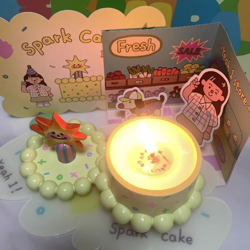 กล่องดนตรีเค้กเทียนหอมอโรม่า(Spark Cake Birthday)