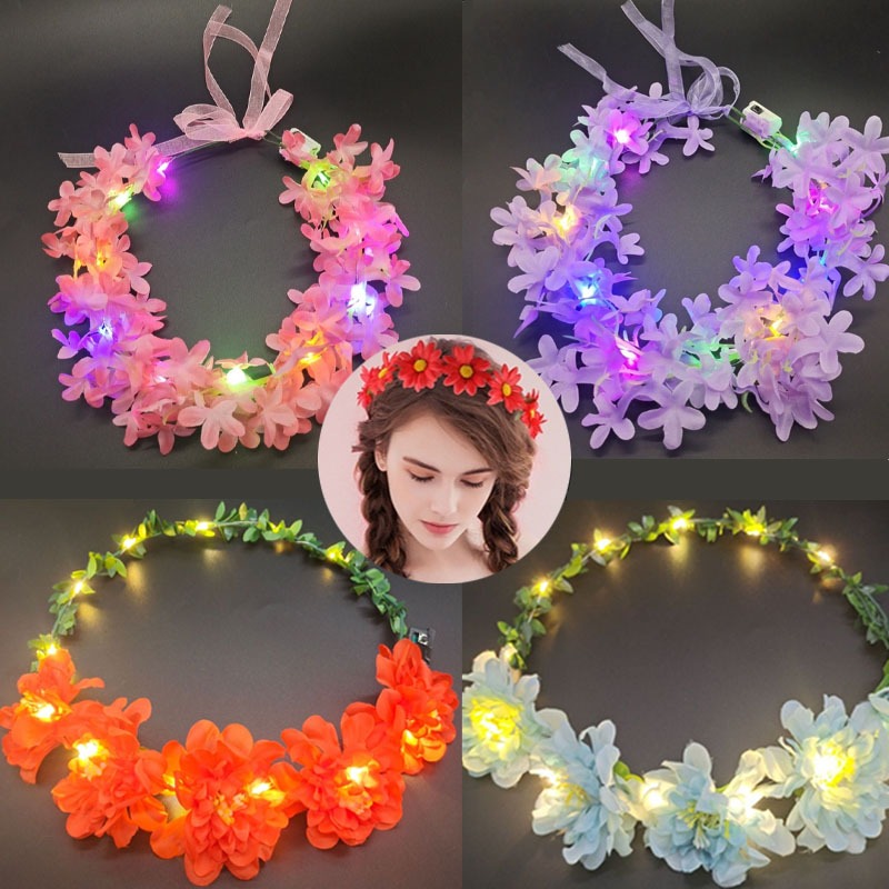 COD ที่คาดผมมีไฟ ที่คาดผมLED ที่คาดผมดอกไม้ สาวนางฟ้าปาร์ตี้ที่คาดผมเรืองแสง