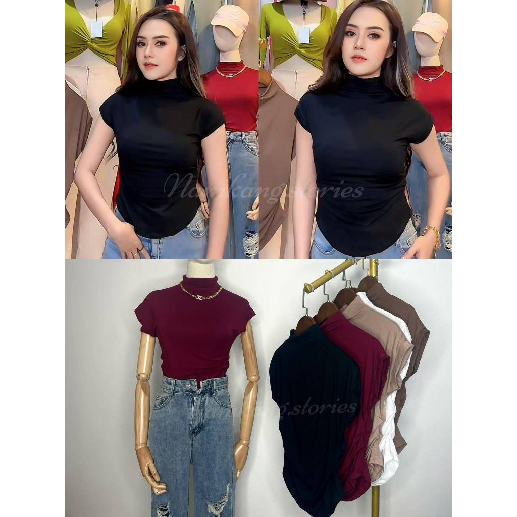 K23 / เสื้อยืดคอเต่า แขนสั้นเอวจั้ม