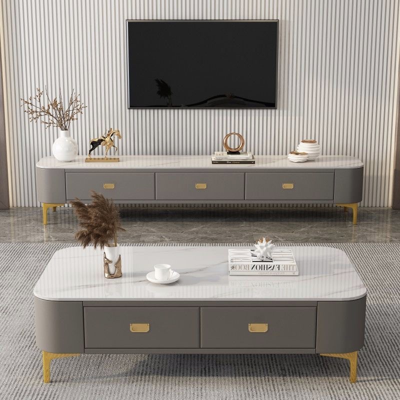 พร้อมส่ง โต็ะกลางโซฟา โต็ะกลาง โต็ะลายหินอ่อน มี2สินชัก ทนนาน กันน้ำ รับน้ำหนักได้200kg -ขนาด120*60*39CM - รูปที่ 2