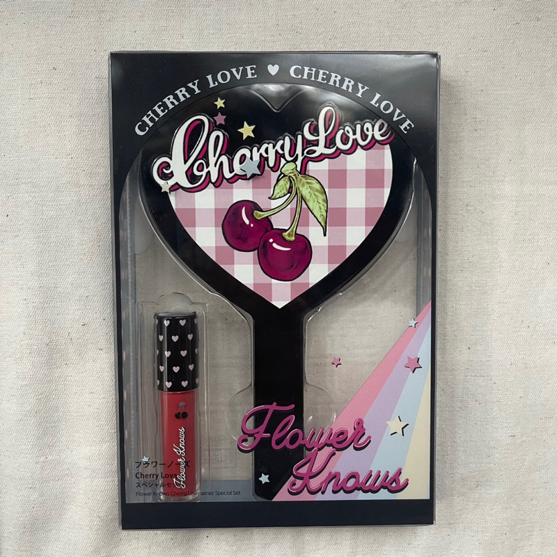 กระจกแต่งหน้า flower knows mirror Cherry Love setพิเศษ 🖤✨