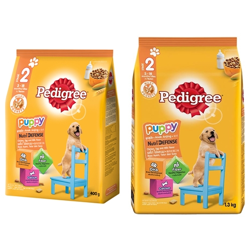 (2 ขนาด) Pedigree Puppy Food เพดดิกรี อาหารลูกสุนัขชนิดเม็ด รสไก่ไข่และนม สำหรับลูกสุนัขวัย 3-18 เดือน