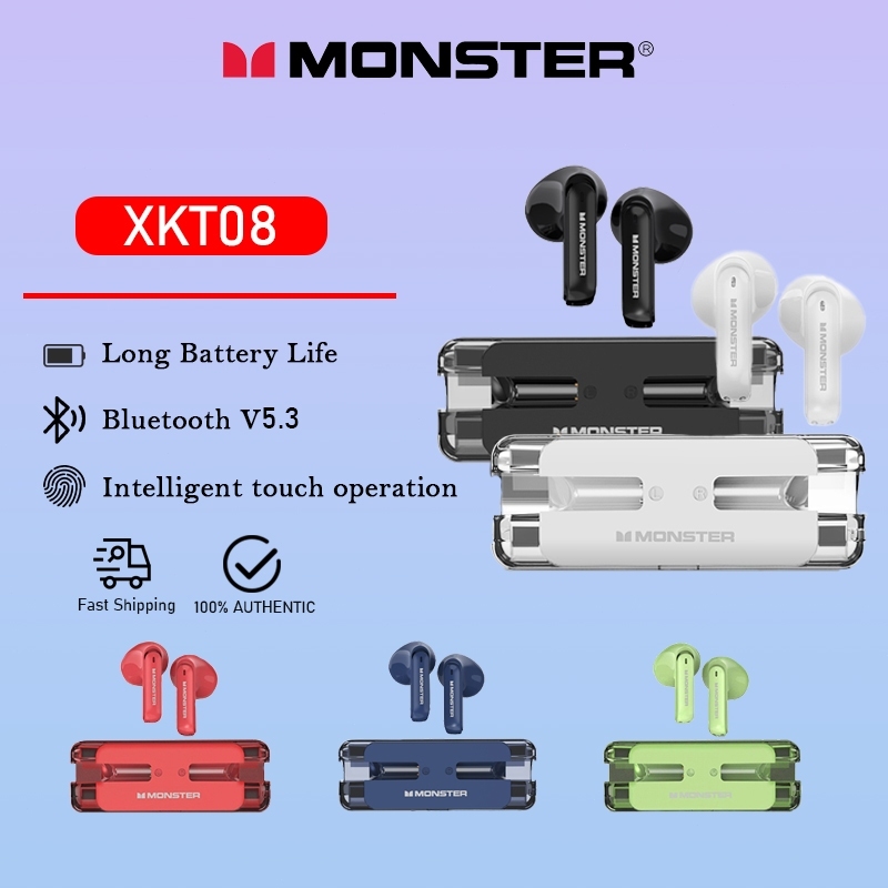Monster XKT08 หูฟังบลูทูธไร้สาย 5.3 กันน้ํา สําหรับเล่นเกม IP54 Waterproof HiFI Sound Quality เอชดีโทร