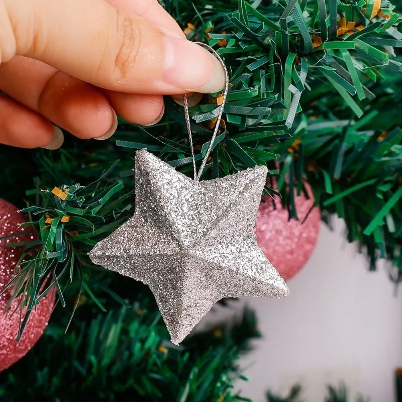 คริสต์มาส จี้ดาวแขวนตกแต่งต้น คริสต์มาส จำนวน 6 ชิ้น/แพ็ค Christmas tree decoration hanging star pendant 6 pcs/set