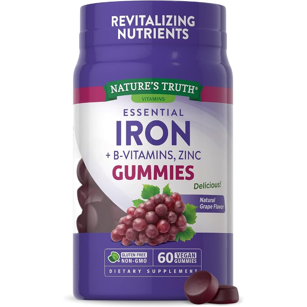 Nature's truth Essential IRON gummies + B-vitamins zinc 60gummies