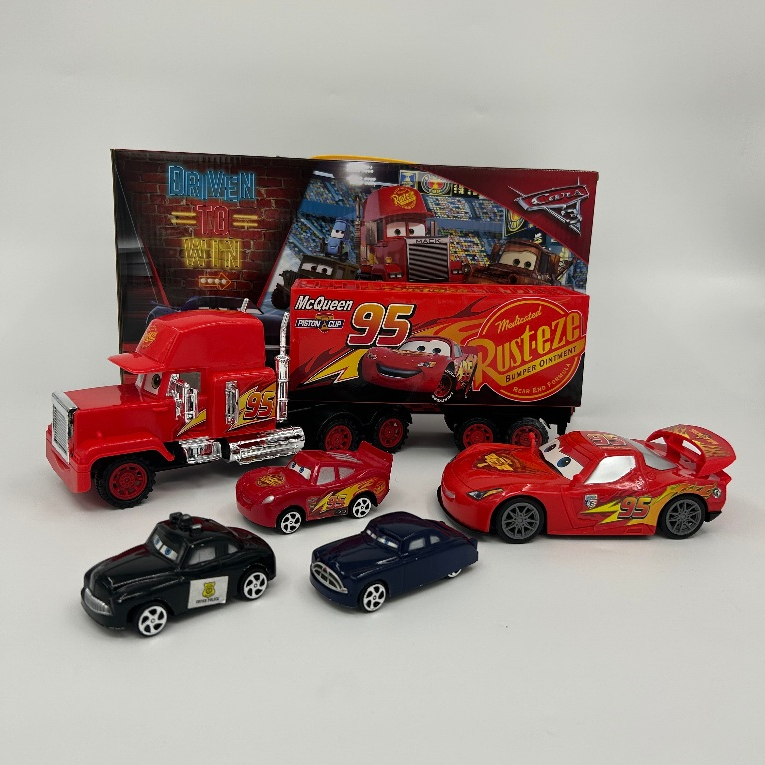 (พร้อมส่ง)โมเดลรถพ่วงแมคควีน รถคาร์ รถของเล่น รถบรรทุก McQueen Super Truck Cars