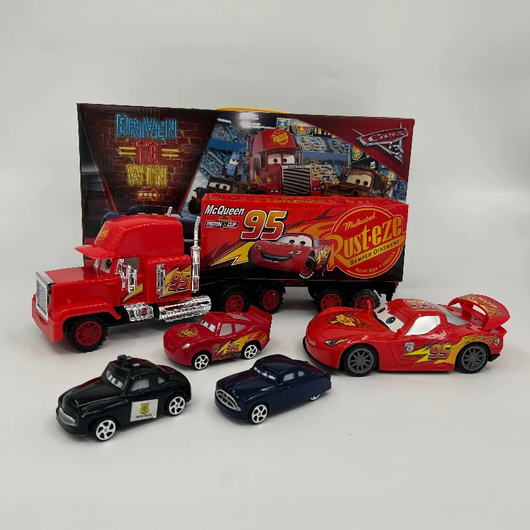 (พร้อมส่ง)โมเดลรถพ่วงแมคควีน รถคาร์ รถของเล่น รถบรรทุก McQueen Super Truck Cars