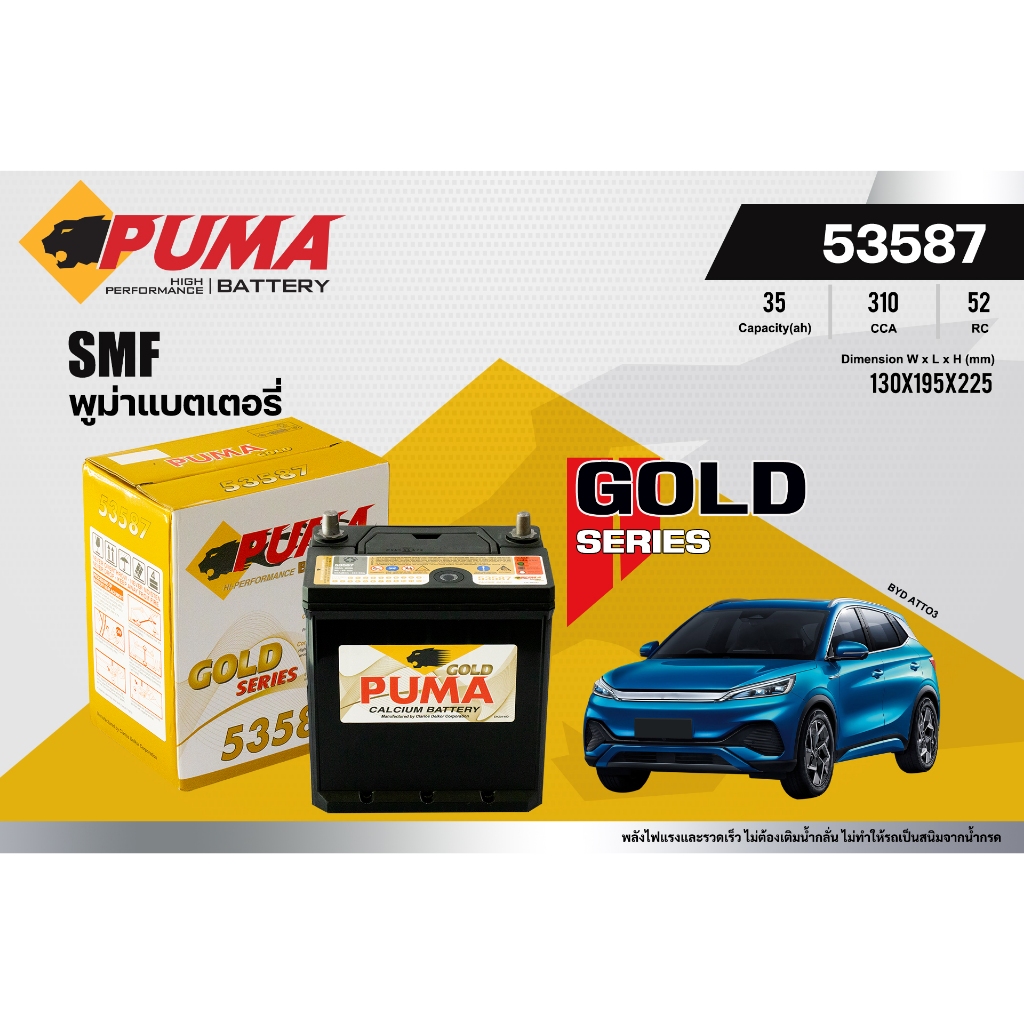 แบตเตอรี่ 12V. BYD ATTO3 : PUMA & TPS ขนาด 35Ah  มีตัวล็อคฐานด้านล่าง