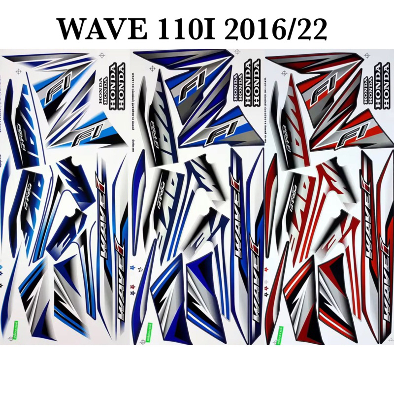 สติ๊กเกอร์ Wave110i เวฟ110i ปี2016 รุ่น22 (สติ๊กเกอร์สีสดสีเงา เคลือบเงาแท้)