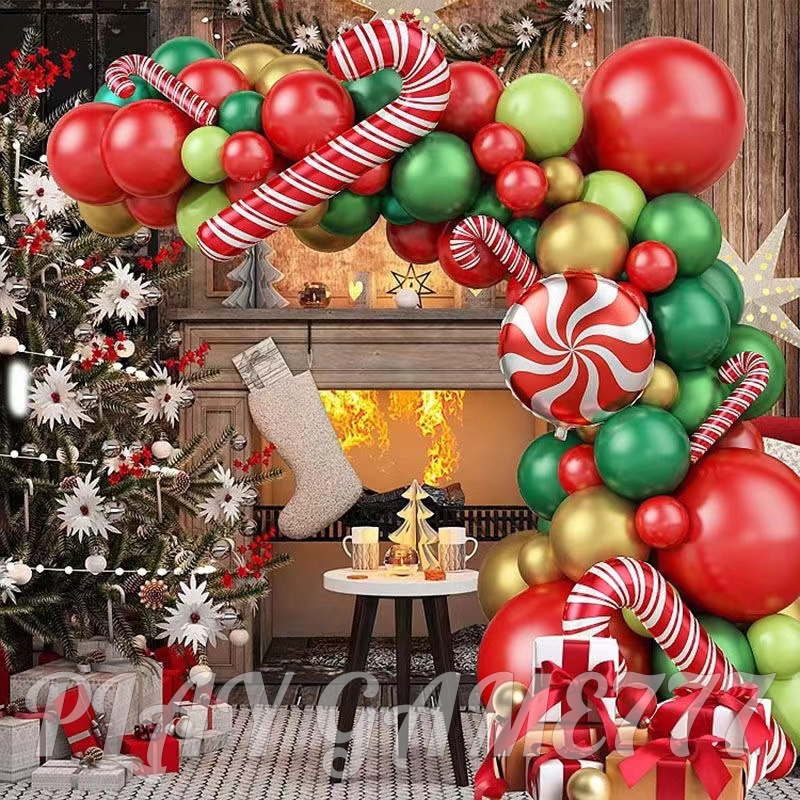 ลูกโป่ง สีทอง/สีแดง/สีเขียว/สีขาว ลูกโป่งคริสต์มาส มีให้เลือก 3 แพ็คเกจ ของตกแต่งคริสต์มาส ของตกแต่งปาร์ตี้วันหยุด