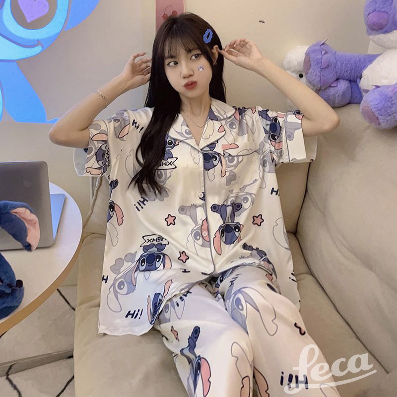 ชุดนอนคอปก ชุดนอนผู้หญิง ชุดนอนแขนสั้นขายาว ชุดนอนลายการ์ตูน ชุดนอนน่ารัก FL