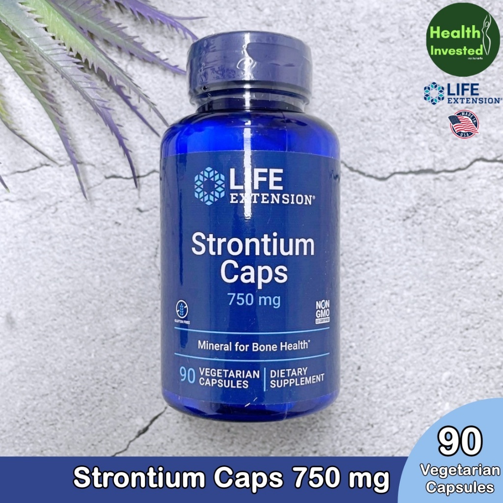 <Life Extension> Strontium Caps 750 mg 90 Vegetarian Capsules สตรอนเซียม อาหารเสริมสุขภาพกระดูก