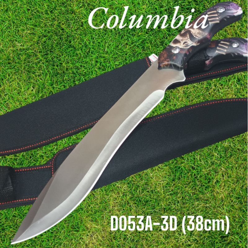 อุปกรณ์เดินป่ามีดพกพาเดินป่าด้ามลายกะโหลกใบเลสมีดพก:(Columbia: D053A-3D:(38cm)มีดพกพาเดินป่า