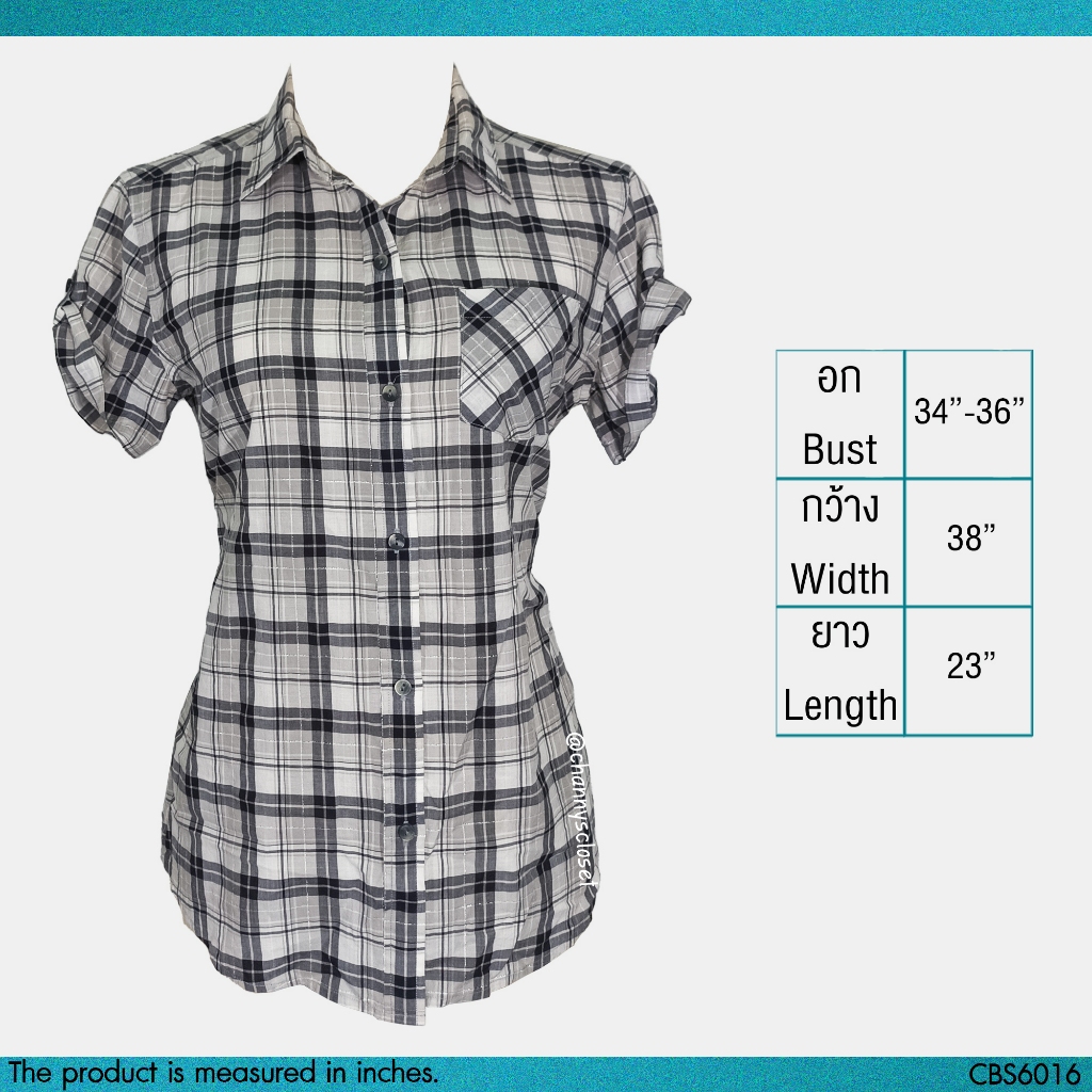 USED Uniqlo - Gray Pocket Plaid Shirt | เสื้อเชิ้ตสีเทา สีขาว ลายสก็อต ลายตาราง แขนสั้น คอปก ทรงใหญ่ ทำงาน แท้ มือสอง