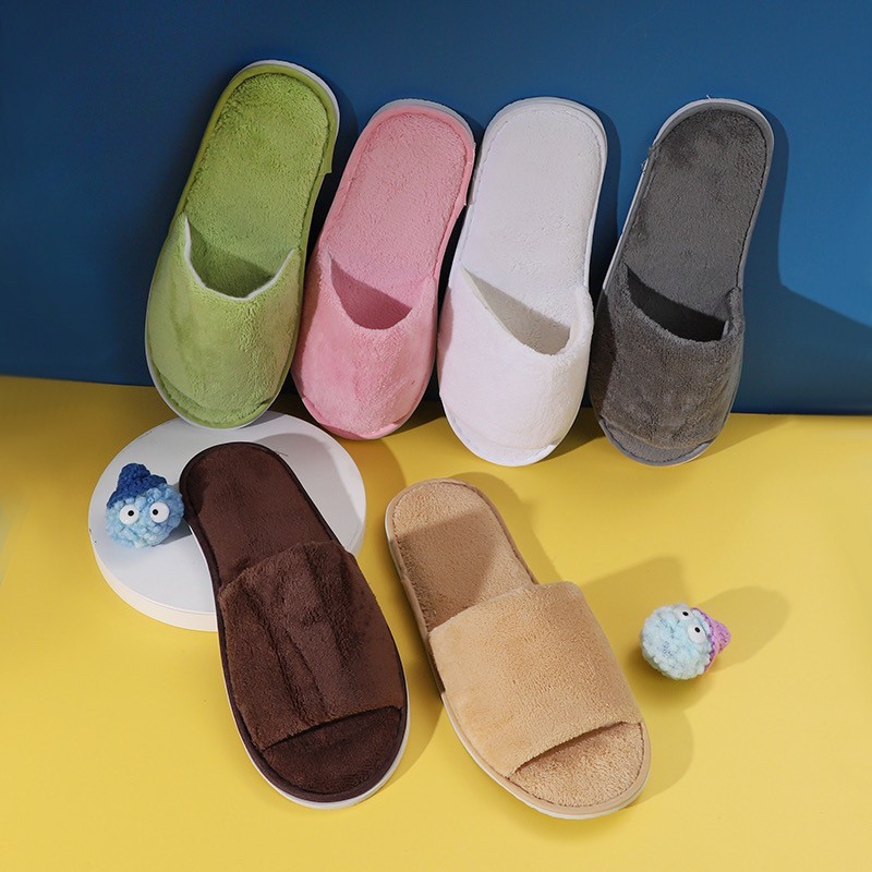 Slipper สลิปเปอร์ รองเท้าใส่ในบ้าน รองเท้าสีพื้นลูกฟูกขนนุ่น ใส่ได้ทั้งผู้ชายและผู้หญิง SLIP-E