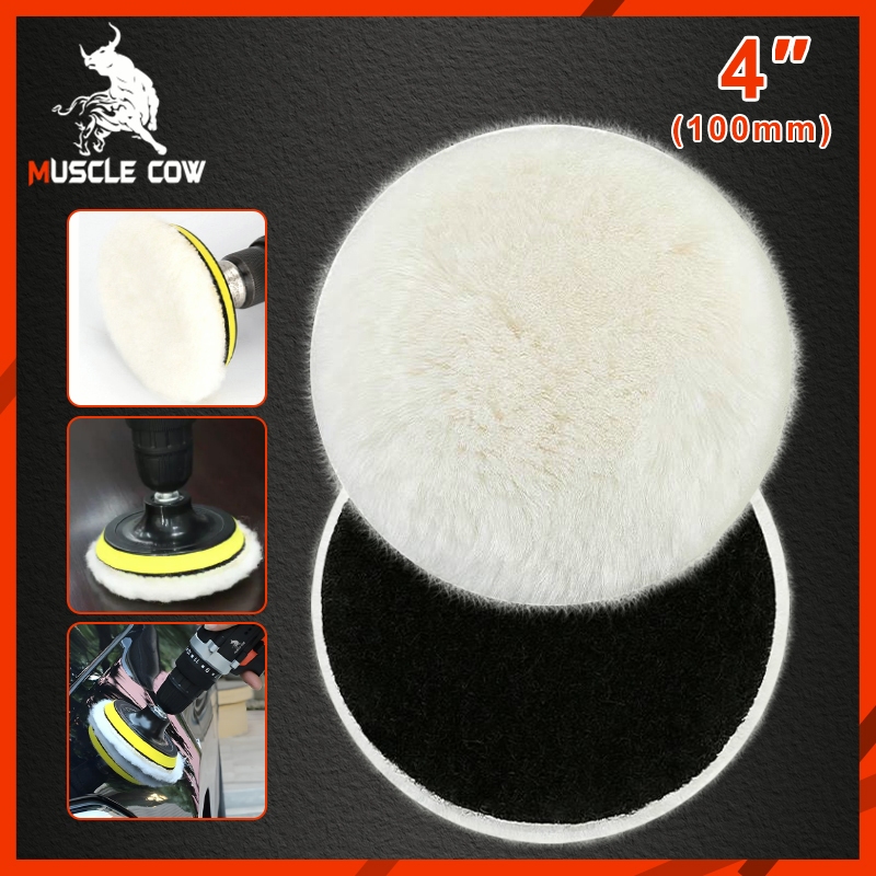 Muscle Cow (10ชิ้น/เซ็ต )แผ่นขัดเงารถ ขนาด 4 นิ้ว แผ่นวูล แบบนุ่ม เครื่องมือดูแลความงาม