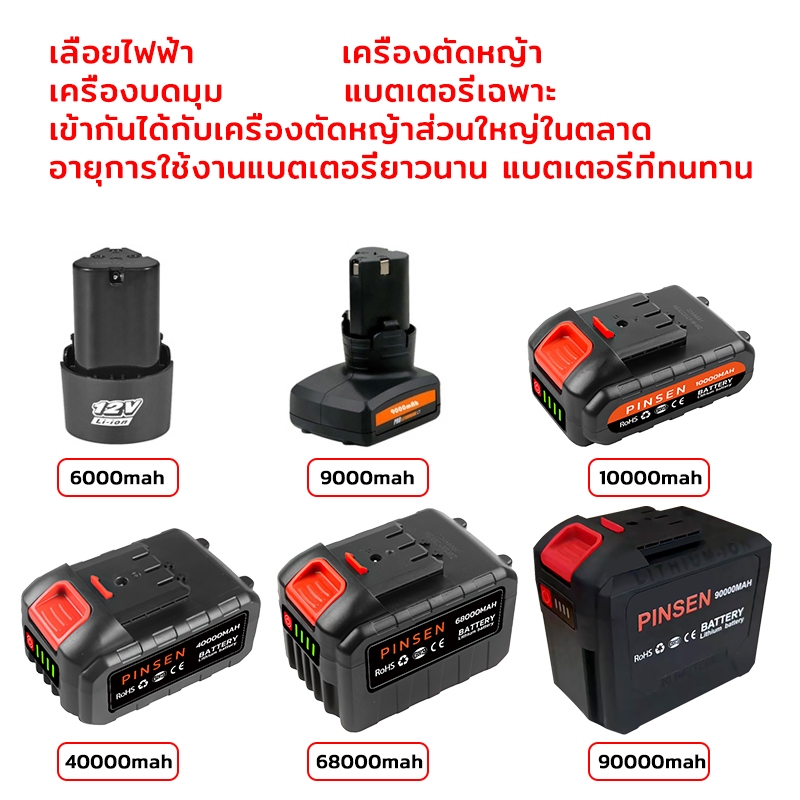 แบตเตอรี่เครื่องตัดหญ้า แบตเตอรี่ลิเธียมพร้อมจอแสดงผล อะไหล่เครื่องตัดหญ้าไฟฟา 40000mAh68000mAh เหมาะสำหรับเลื่อยไฟฟ้าสว