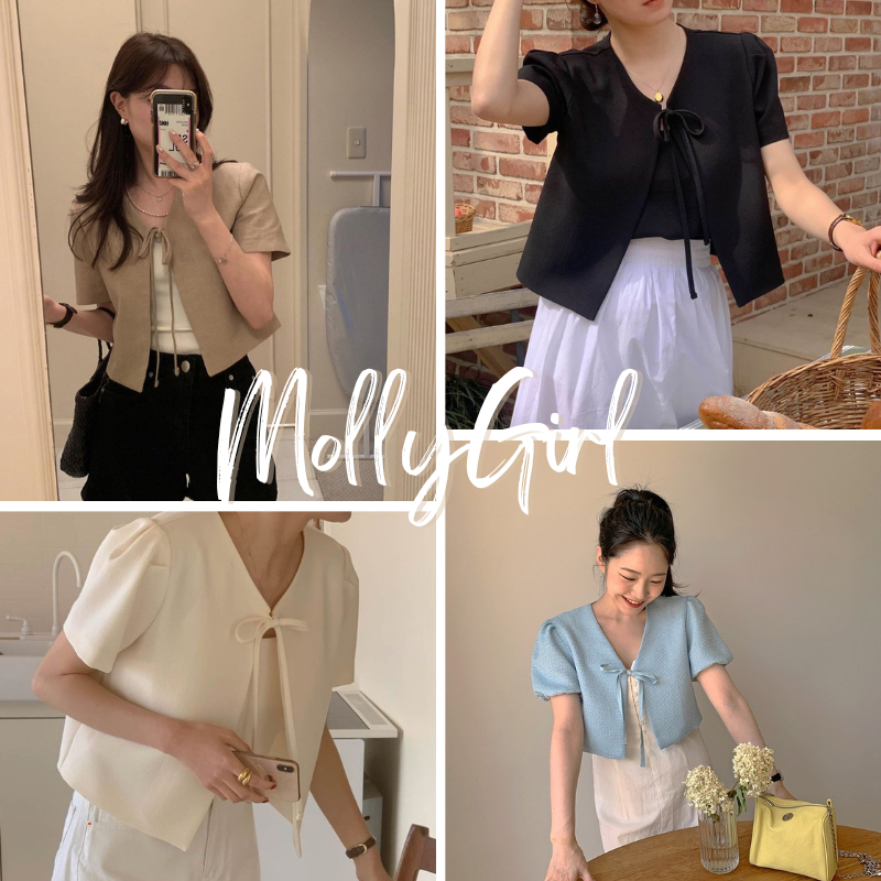Molltgirl เสื้อใส่ไปทำงานน้องโบว์ตรงกลาง น่ารักสุด คอลใหม่