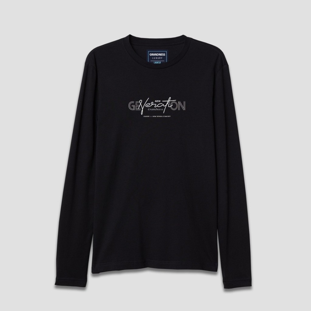 Grandness เสื้อยืด Luxury ลายกราฟิก แขนยาว รุ่น LX654 ( สีดำ)