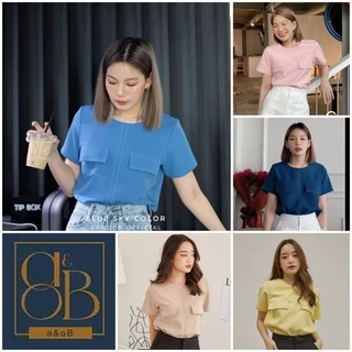 a&oB line blouse (ขนาดxs-xl) สีaqua green ระวังสินค้าเลียนเเบบ ลิขสิทธิ์เเละการออกเเบบโดยbrand a&oB