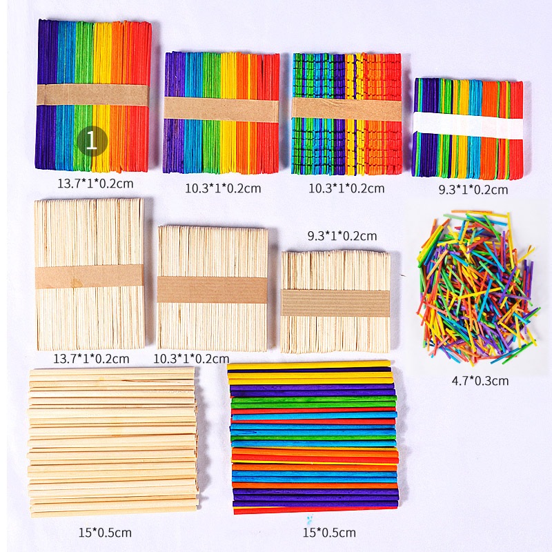 พร้อมส่ง ไม้ไอติม DIY 1 แพ็ค 50 ไม้ ไม้ไอศครีม (เล็ก,ใหญ่/ขาว,สี) งานฝีมือ DIY งานประดิษฐ์ ราคาถูก