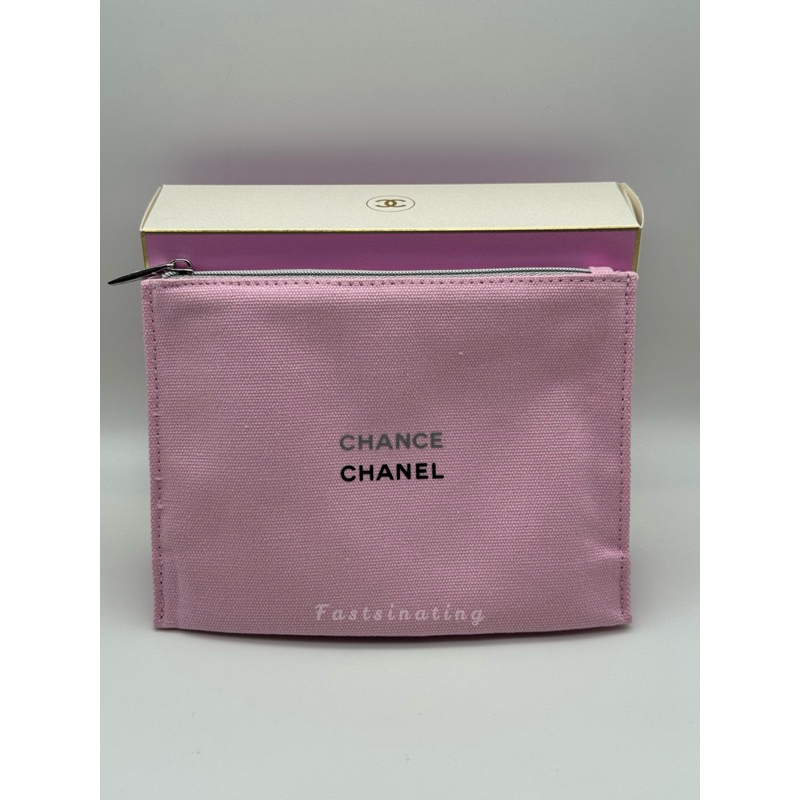 Chanel Cosmetics Bag ผ้าสีชมพู ขนาด 5x7”