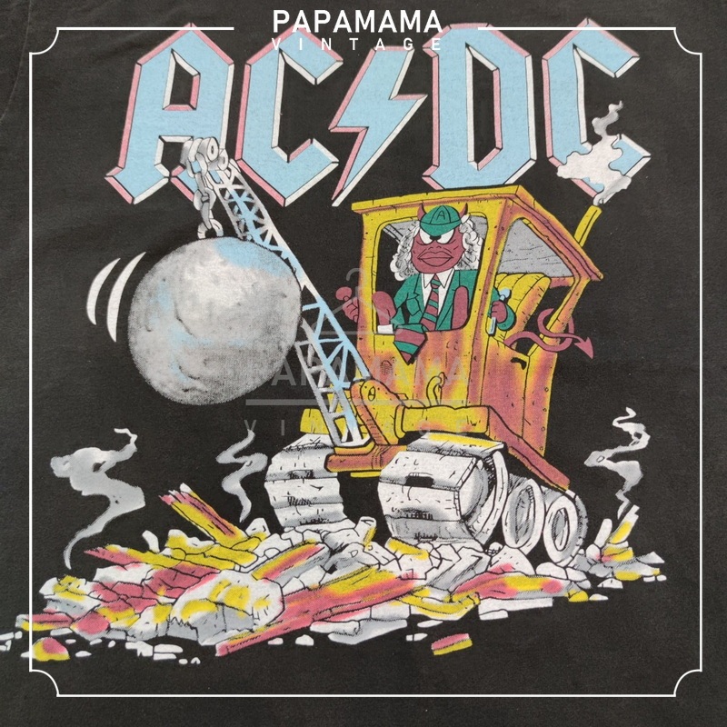 [ ACDC ] Ballbreaker BIO washed ฟอกไบโอ นุ่มมาก เสื้อทัวร์ วงร๊อค โปรโมทซิงเกิ้ล papamama vintage shirt