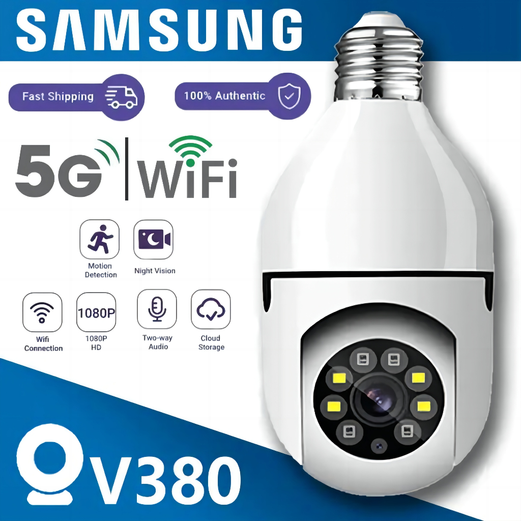 Samsungชุดคุ้มสุดรุ่นการติดตามหลอดไฟ 5MP 2.4G/5G CCTV กล้องวงจรปิด 360 wifi กล้องหลอดไฟ รุ่น กล้องวงจรปิดหลอดไฟ E27 กล